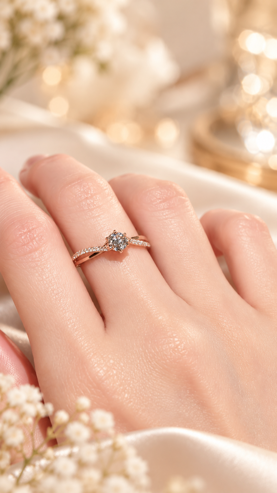 Anel de noivado Aurea Diamonds em ouro rosé e diamante natural