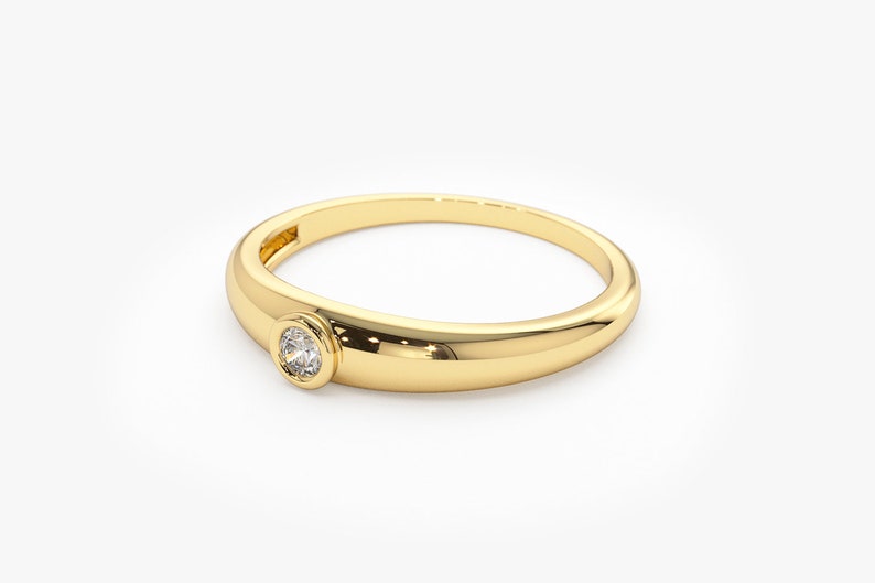 Anel solitário de ouro feminino noivado Diamante