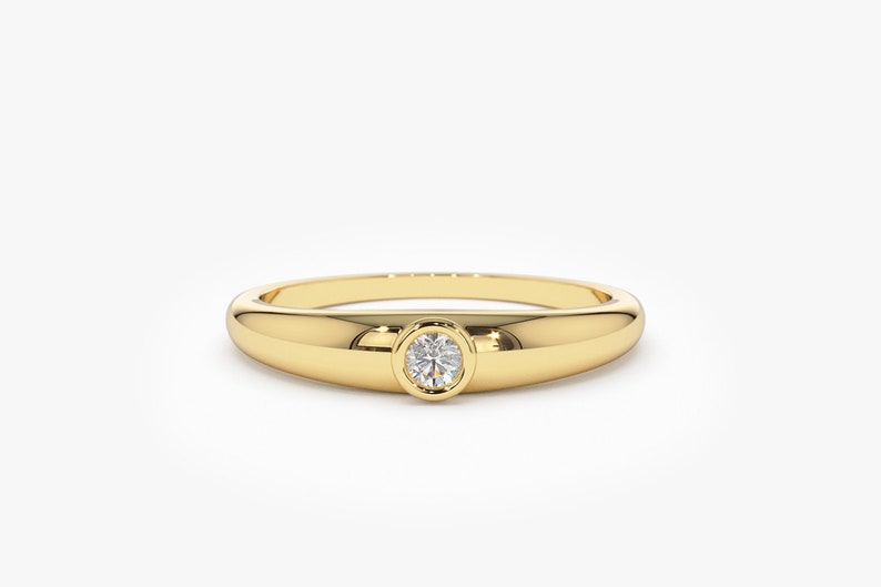 Anel solitário de ouro feminino noivado Diamante