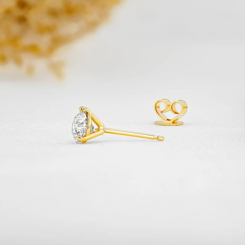 Brinco De Diamante Feminino Ouro 18k Solitario  Brilhante 80 Pts o par