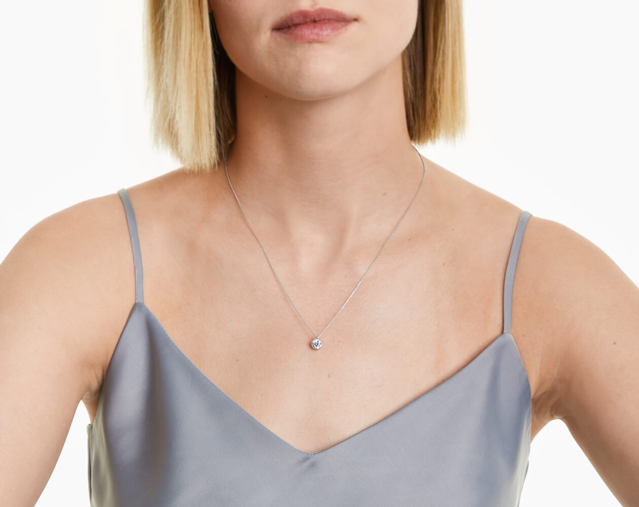Colar Corrente Feminina   Ouro18k Solitario Diamante Luxo Moldura 70 pontos