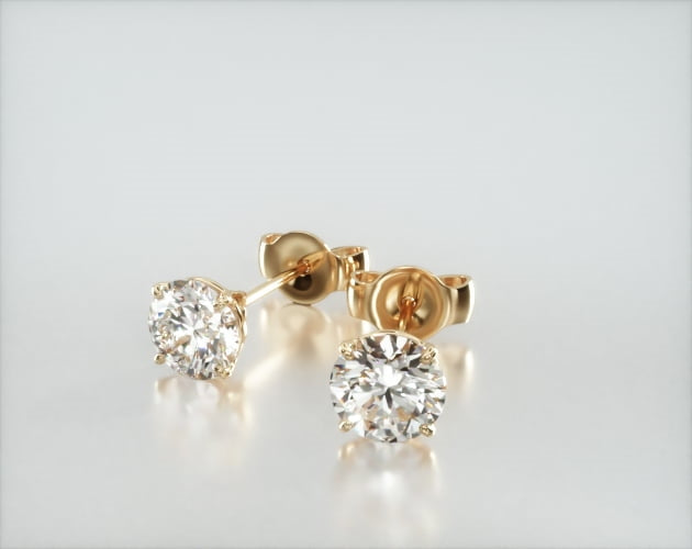 Brinco De Diamante Feminino Ouro 18k Solitario  Brilhante 80 Pts o par