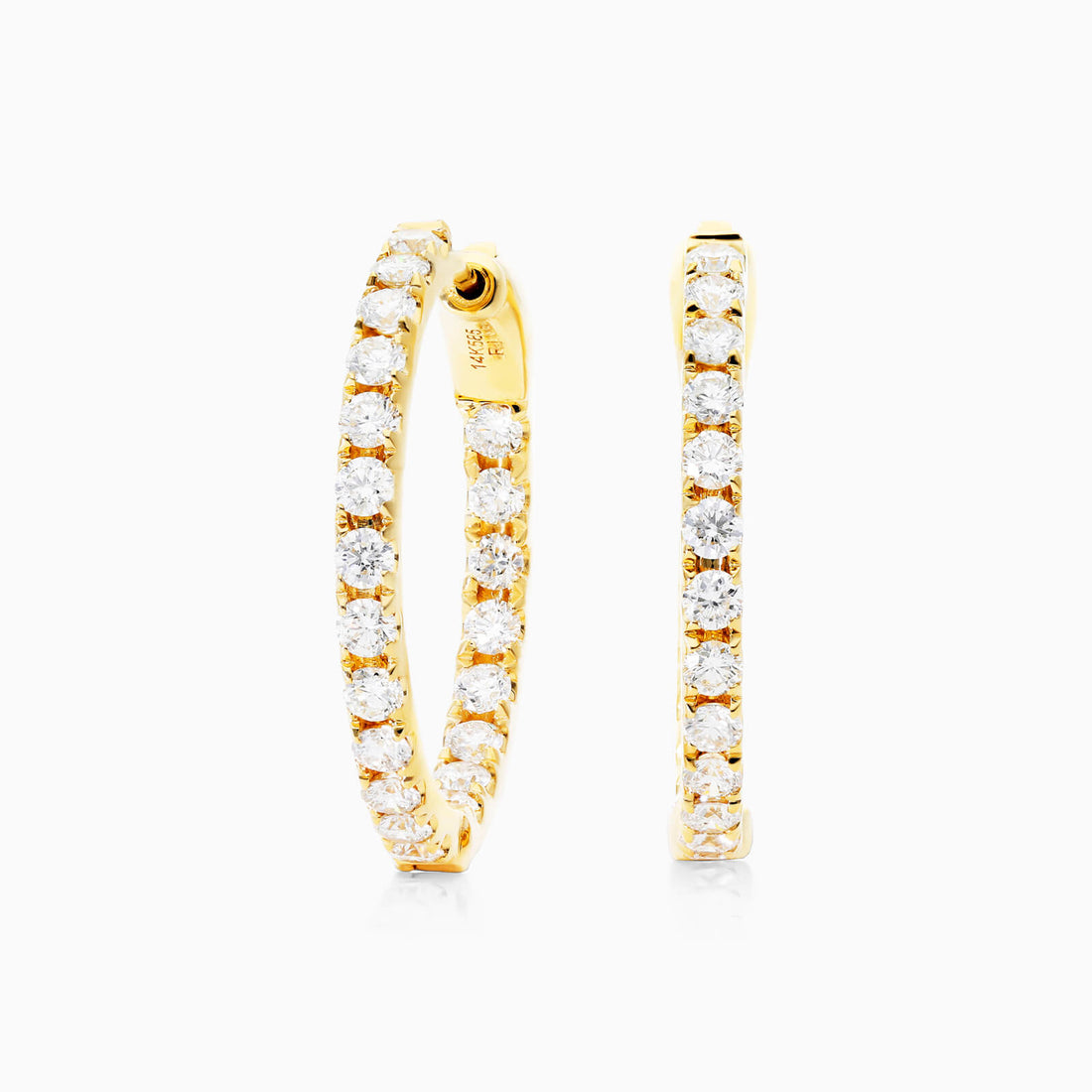 Brinco de Ouro Amarelo 18k Argola Com Diamantes 1,50 Pts o Par | New | Brincos, Celestial Diamonds, diamante, yellow | AUREA FINE JEWELRY