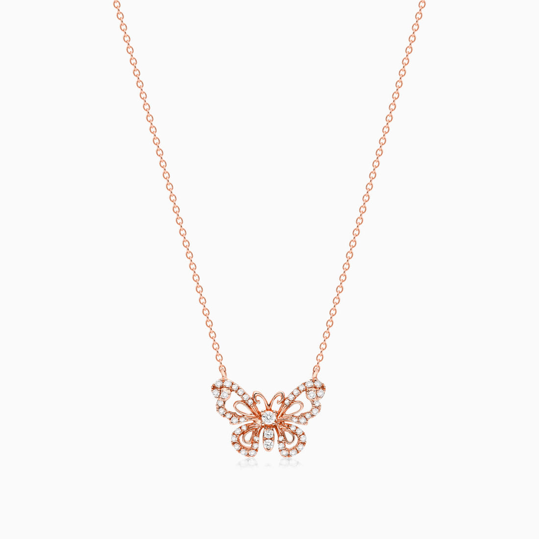 Corrente feminina em Ouro 18k diamantes borboleta luxo