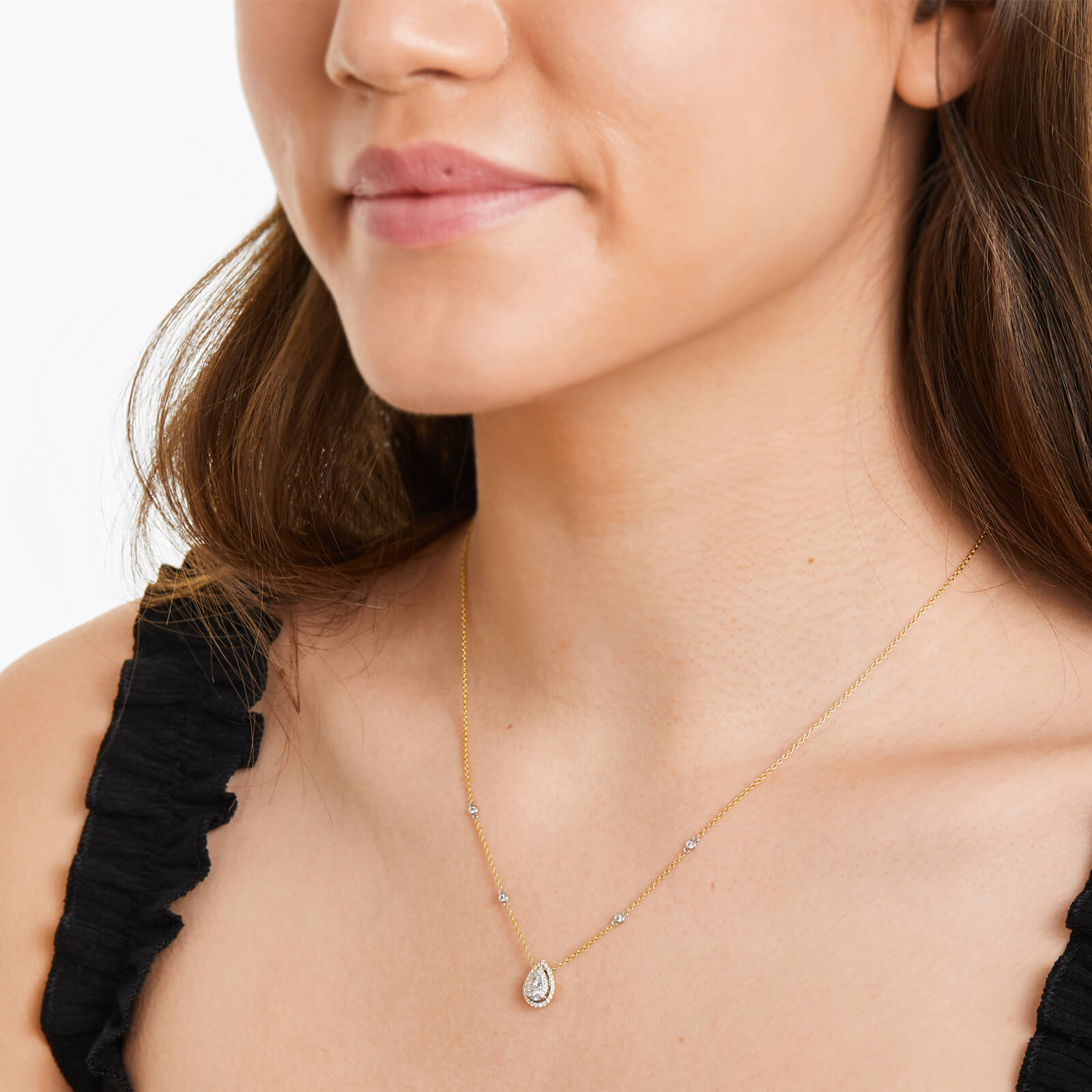 Corrente feminina em Ouro 18k diamantes Ponto de luz