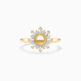 Anel Sunburst De Ouro 18k c/ Diamantes Brilhantes e Baguette | New | anel-de-noivado, Anéis, diamante, noivado, yellow | AUREA FINE JEWELRY
