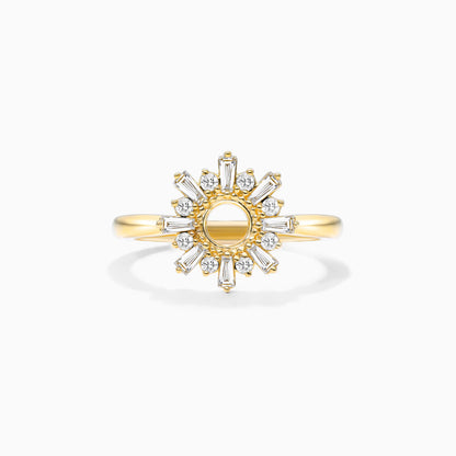 Anel Sunburst De Ouro 18k c/ Diamantes Brilhantes e Baguette | New | anel-de-noivado, Anéis, diamante, noivado, yellow | AUREA FINE JEWELRY