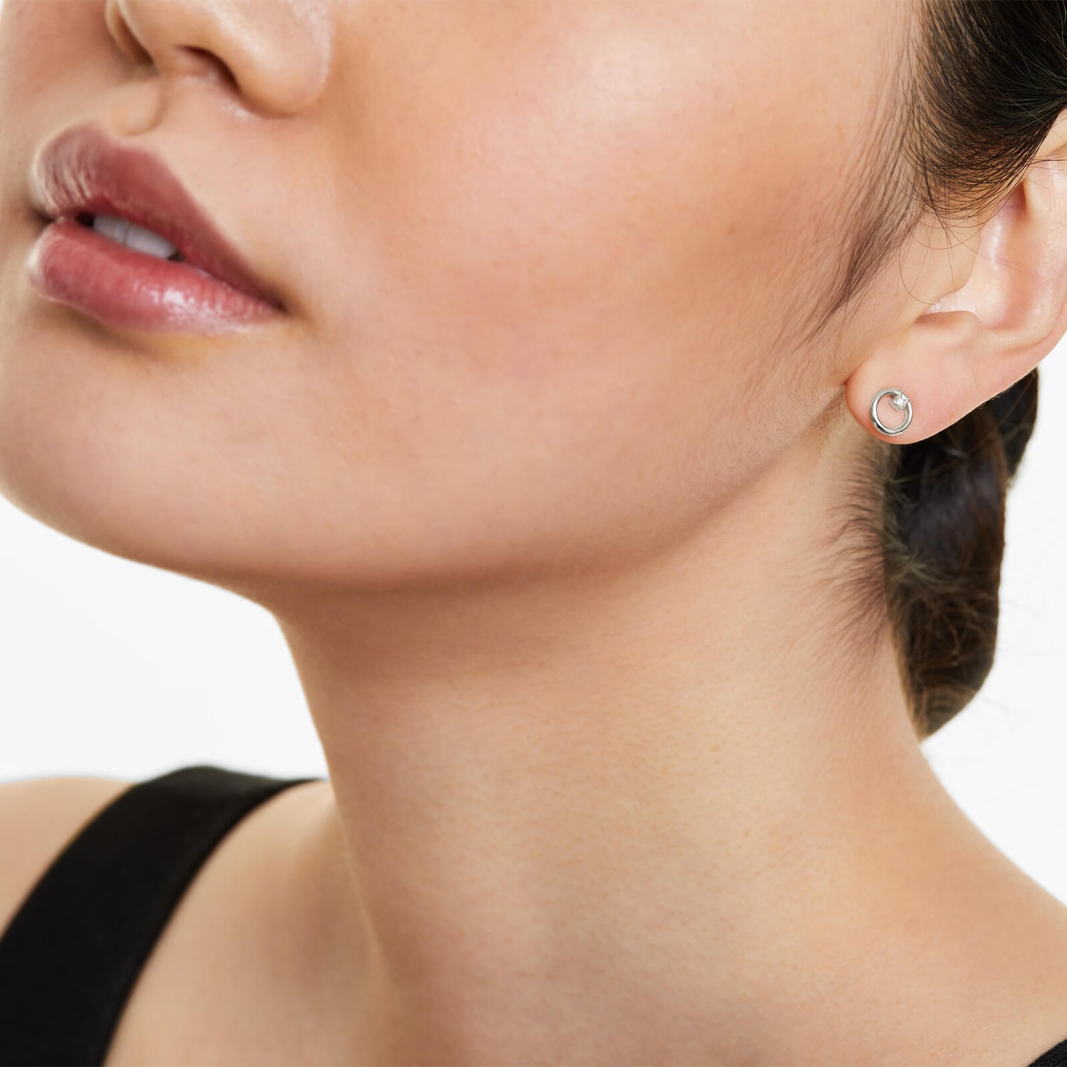 Brinco de  Ouro 18k feminino circle  Diamantes  Luxo