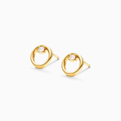 Brinco de  Ouro 18k feminino circle  Diamantes  Luxo