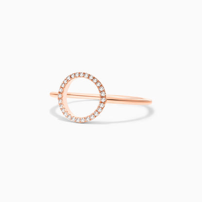 Anel Circulo De Diamante Aberto em Ouro 18k De Luxo