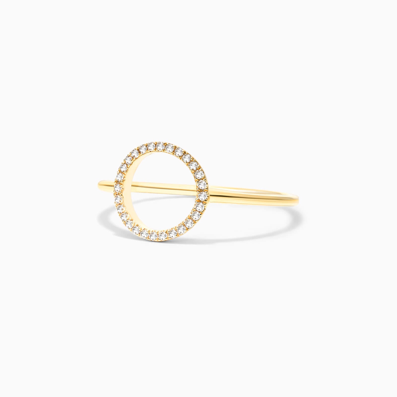 Anel Circulo De Diamante Aberto em Ouro 18k De Luxo