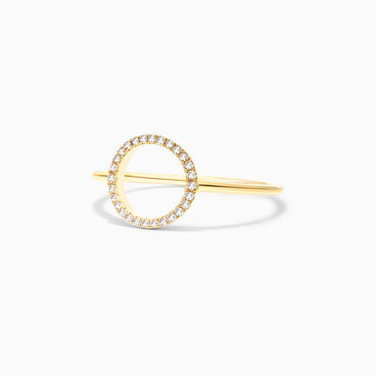 Anel Circulo De Diamante Aberto em Ouro 18k De Luxo