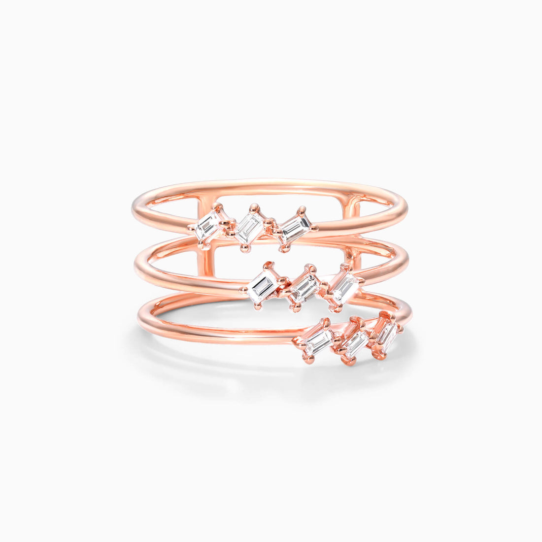 Anel De Três Fileira Ouro 18k Delicado Diamante Baguette | New | Anéis, diamante, pink | AUREA FINE JEWELRY