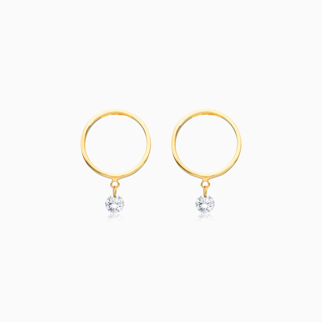 Brinco de Ouro 18k Com Diamante Solitario e Circulo Aberto | New | Brincos, Celestial Diamonds, diamante, yellow | AUREA FINE JEWELRY