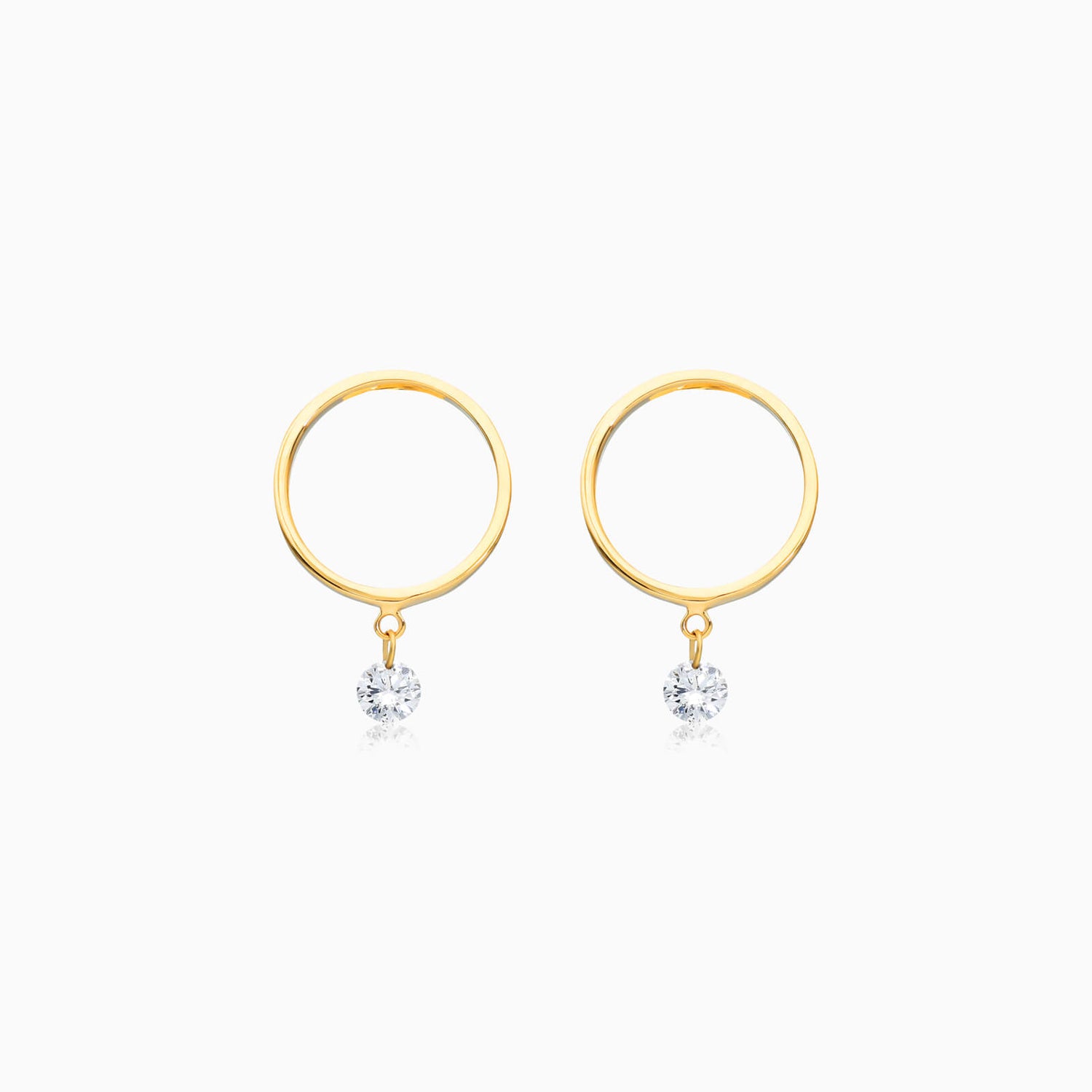 Brinco de Ouro 18k Com Diamante Solitario e Circulo Aberto | New | Brincos, Celestial Diamonds, diamante, yellow | AUREA FINE JEWELRY