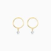 Brinco de Ouro 18k Com Diamante Solitario e Circulo Aberto | New | Brincos, Celestial Diamonds, diamante, yellow | AUREA FINE JEWELRY