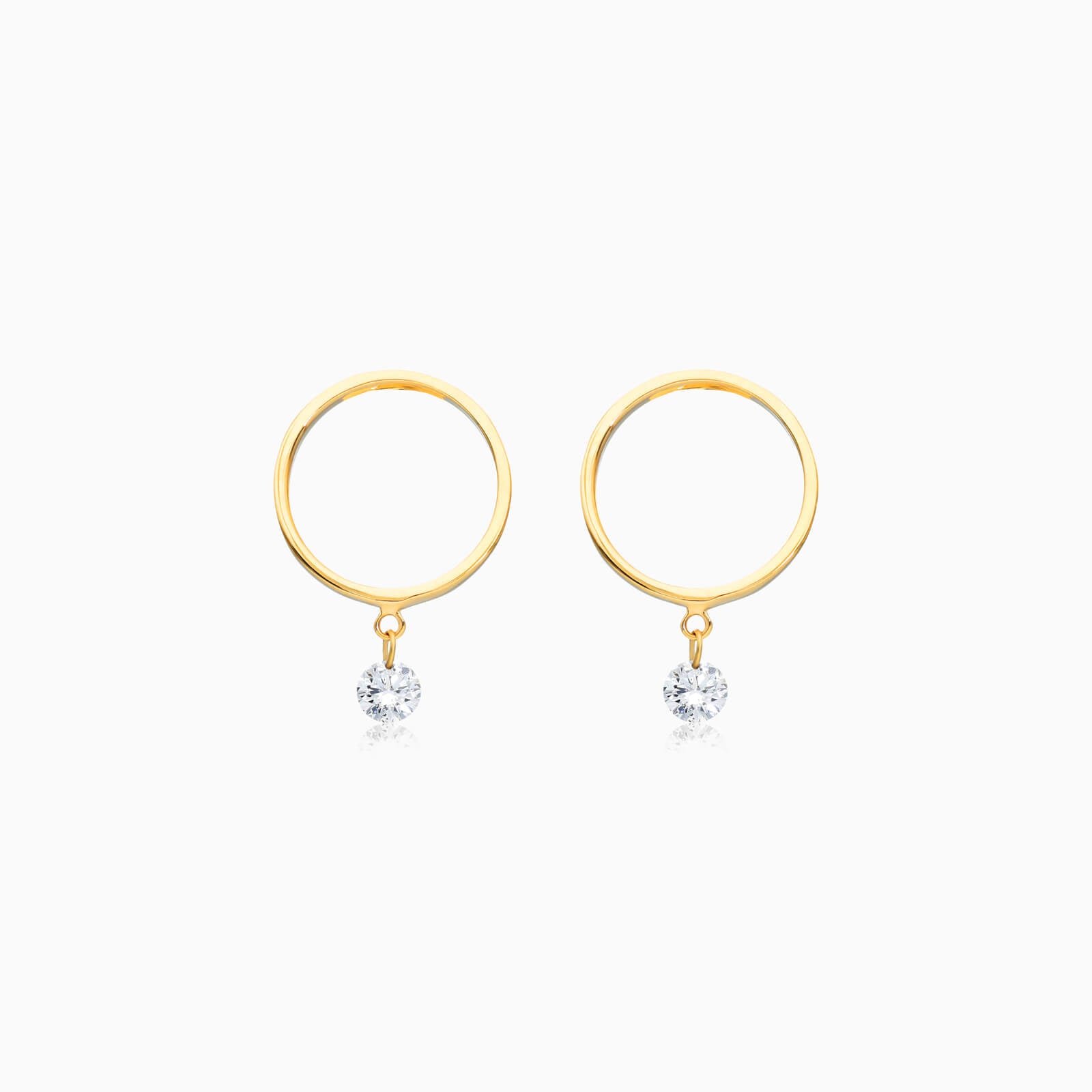 Brinco de Ouro 18k Com Diamante Solitario e Circulo Aberto | New | Brincos, Celestial Diamonds, diamante, yellow | AUREA FINE JEWELRY