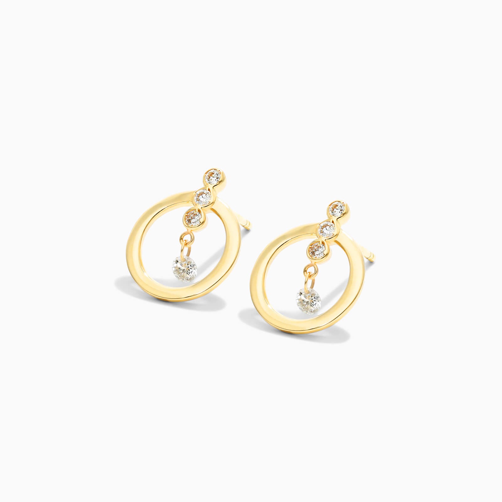 Brinco Argola Frontais de Ouro 18k Diamantes Brilhantes