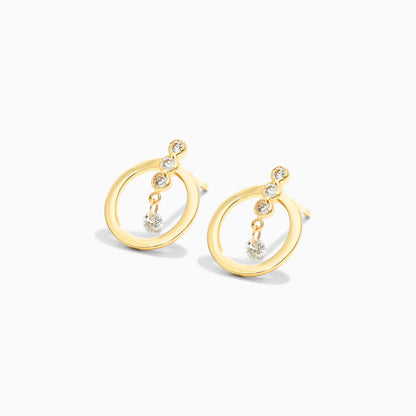 Brinco Argola Frontais de Ouro 18k Diamantes Brilhantes