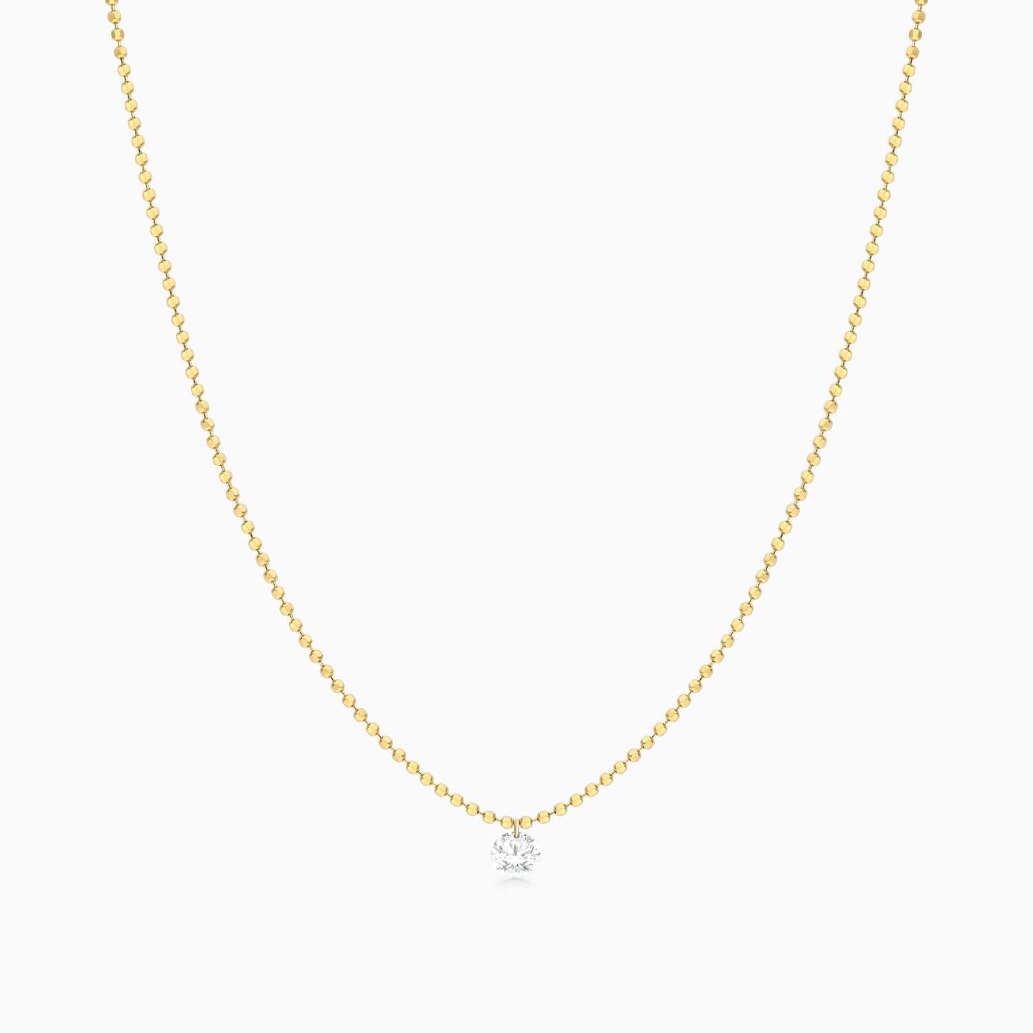 Colar Feminina Contas De Ouro Amarelo 18k C/ Diamante Solitario | diamante, yellow | AUREA FINE JEWELRY