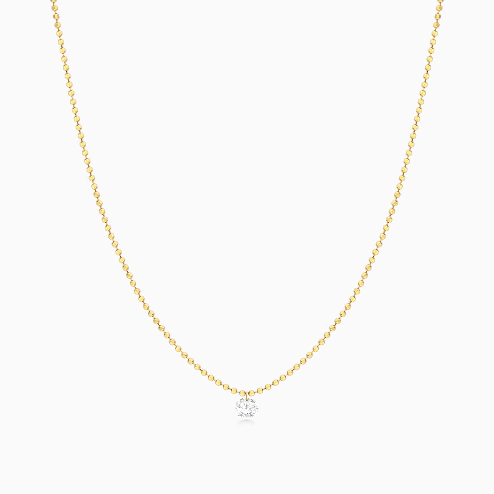 Colar Feminina Contas De Ouro Amarelo 18k C/ Diamante Solitario | diamante, yellow | AUREA FINE JEWELRY