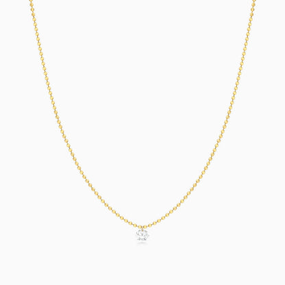 Colar Feminina Contas De Ouro Amarelo 18k C/ Diamante Solitario | diamante, yellow | AUREA FINE JEWELRY