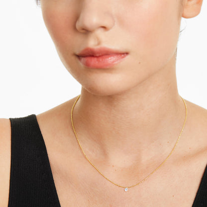 Colar Feminina Contas De Ouro Amarelo 18k C/ Diamante Solitario