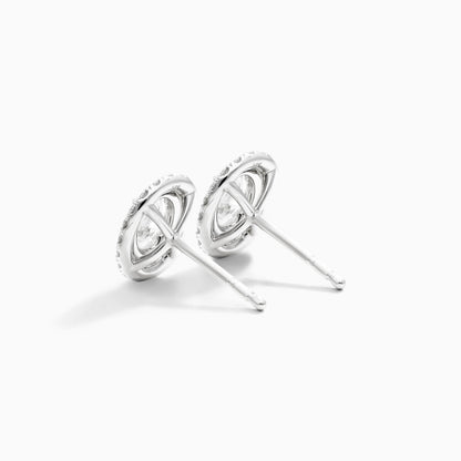 Brinco Feminino De Ouro branco 18k Brilhante Diamantes pave oval