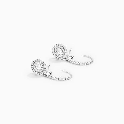 Brinco De Ouro branco 18k Feminino Brilhante Diamantes Luxo oval