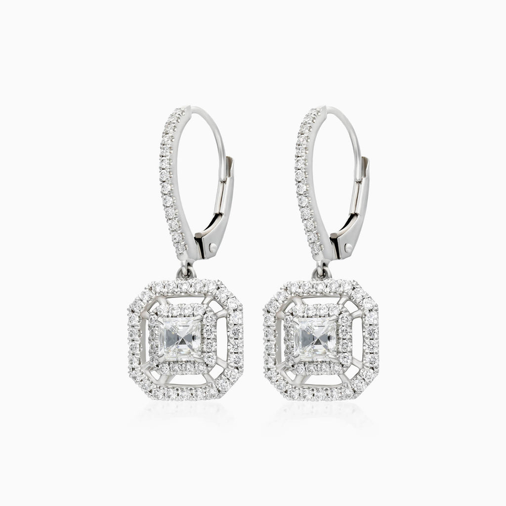 Brinco De Ouro branco Feminino Brilhante Diamantes Luxo Exclusivo