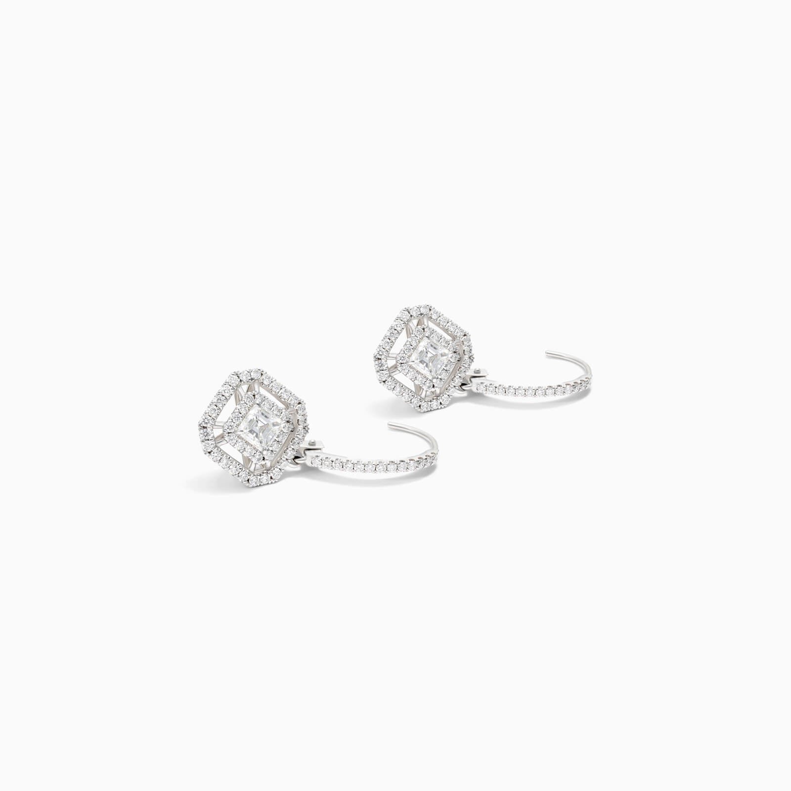 Brinco De Ouro branco Feminino Brilhante Diamantes Luxo Exclusivo