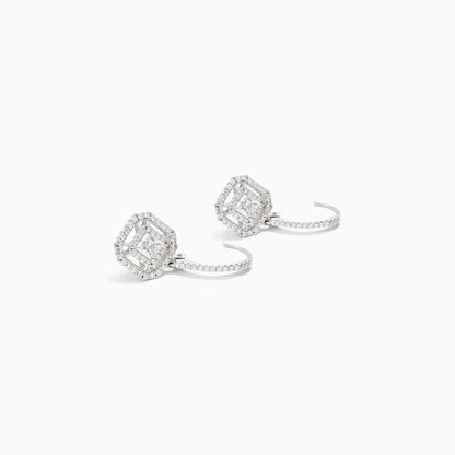 Brinco De Ouro branco Feminino Brilhante Diamantes Luxo Exclusivo