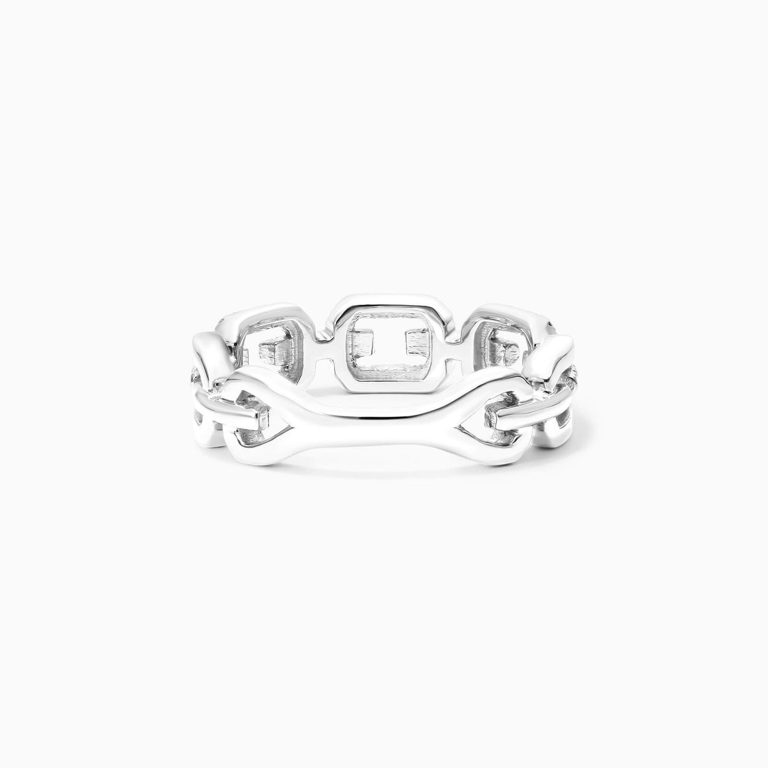Anel De Elos Diamante Brilhantes Pave em Ouro Branco 18k