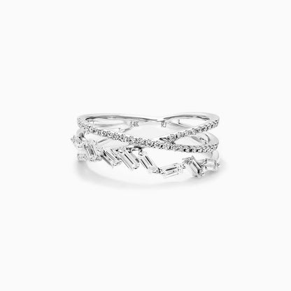 Anel Cris-Cross de Diamante Brilhantes Pave em Ouro Branco 18k | New | Anéis, diamante, white | AUREA FINE JEWELRY