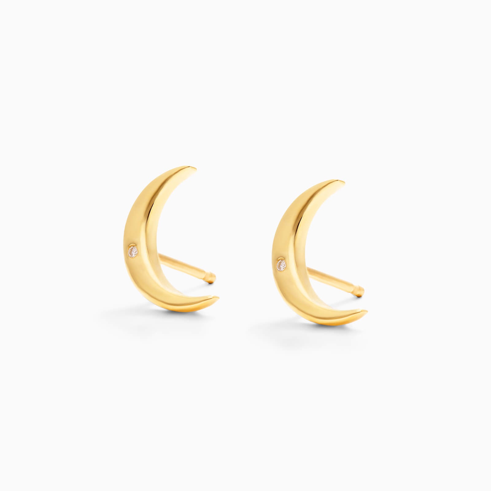Brinco de  Ouro 18k feminino Lua Diamantes  Luxo
