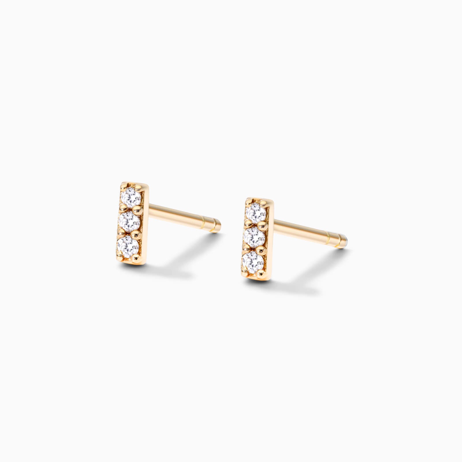 Brinco de Ouro 18k Feminino Bars Trio Diamantes  Luxo