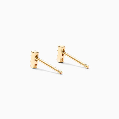 Brinco de Ouro 18k Feminino Bars Trio Diamantes  Luxo
