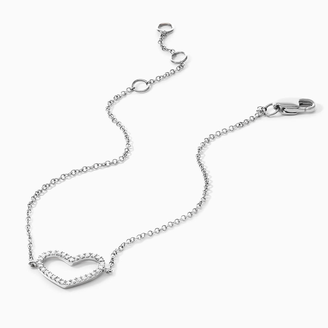 Pulseira Feminina De Ouro Coração Diamantes