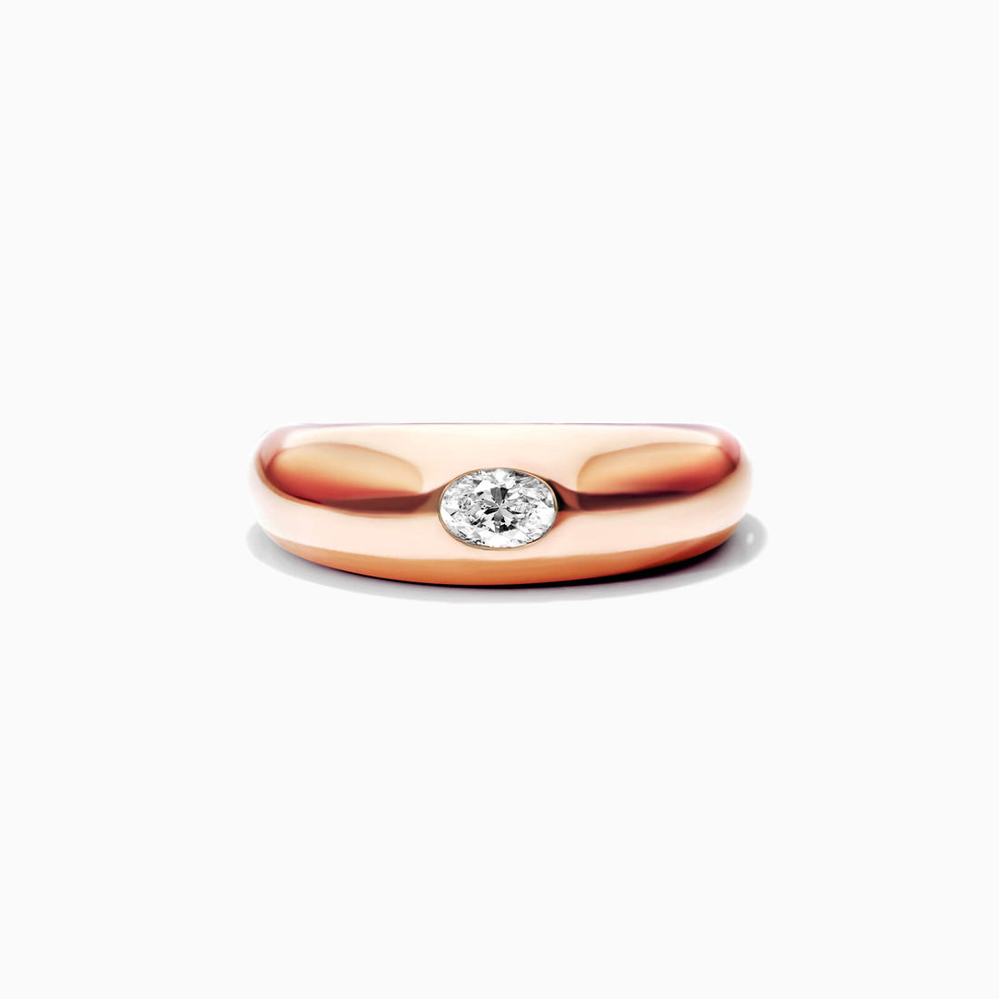 Anel De Ouro Rosa 18k Cupula C/ Diamante Oval Solitario Delicado | New | Anéis, diamante, pink | AUREA FINE JEWELRY