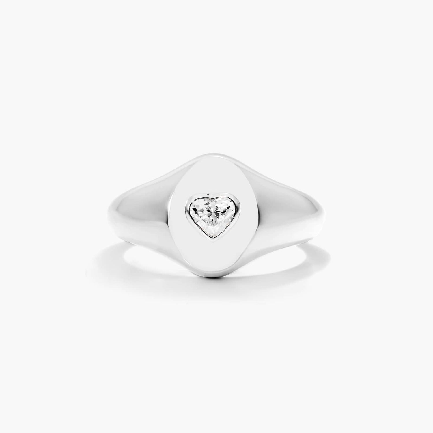 Anel Sinete c/ Coraçao de Diamante Brilhantes em Ouro 18k Luxo | New | Anéis, diamante, white | AUREA FINE JEWELRY