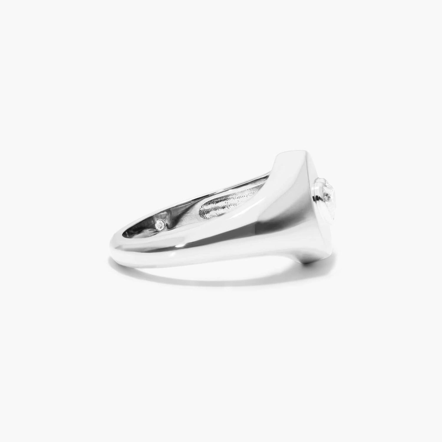 Anel Sinete c/ Coraçao de Diamante Brilhantes em Ouro 18k Luxo