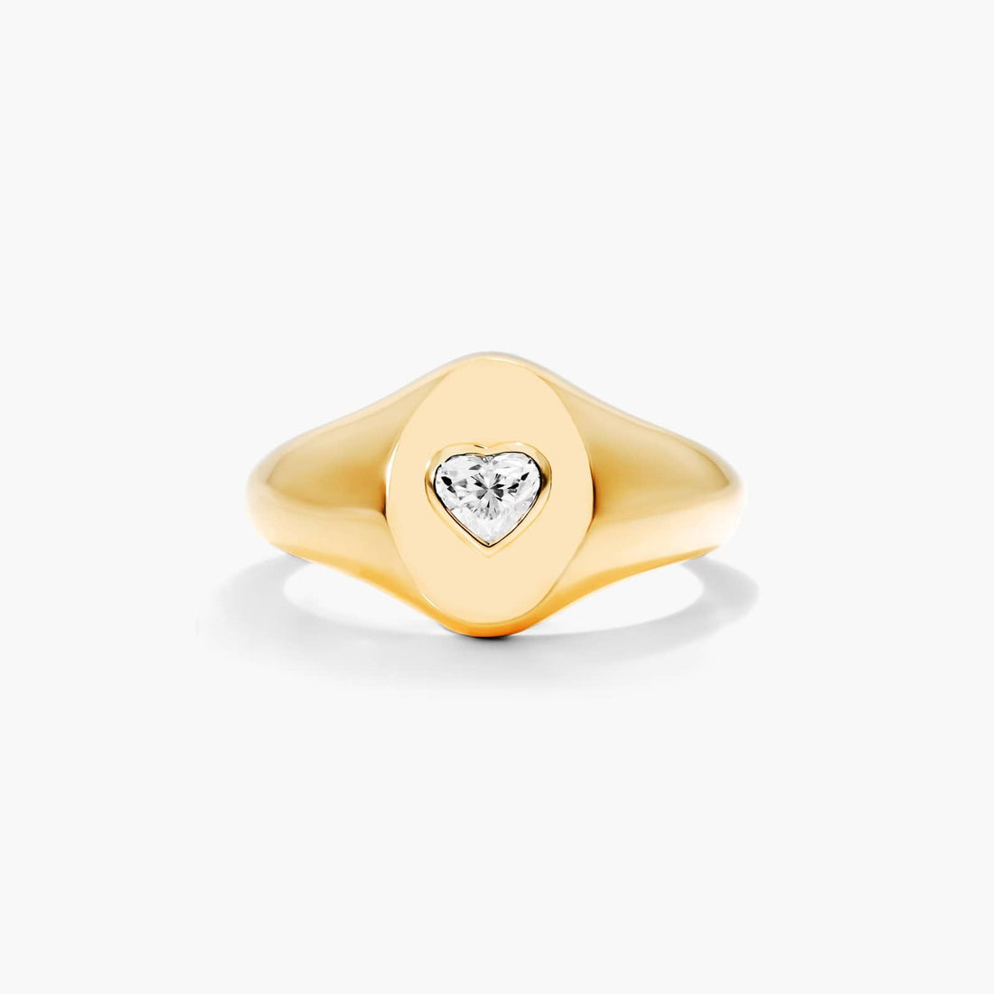 Anel Sinete c/ Coraçao de Diamante Brilhantes em Ouro 18k Luxo | New | Anéis, diamante, yellow | AUREA FINE JEWELRY