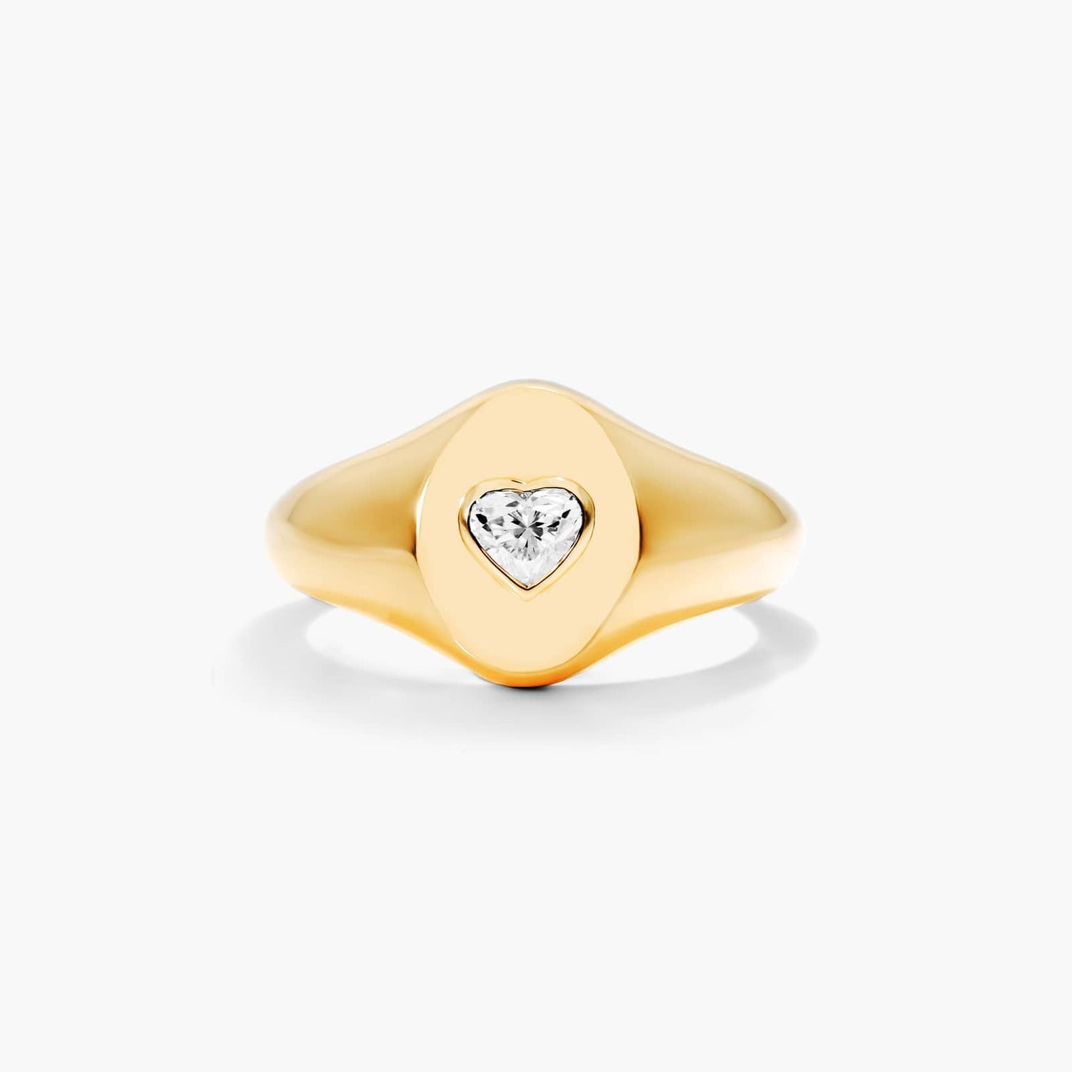 Anel Sinete c/ Coraçao de Diamante Brilhantes em Ouro 18k Luxo | New | Anéis, diamante, yellow | AUREA FINE JEWELRY