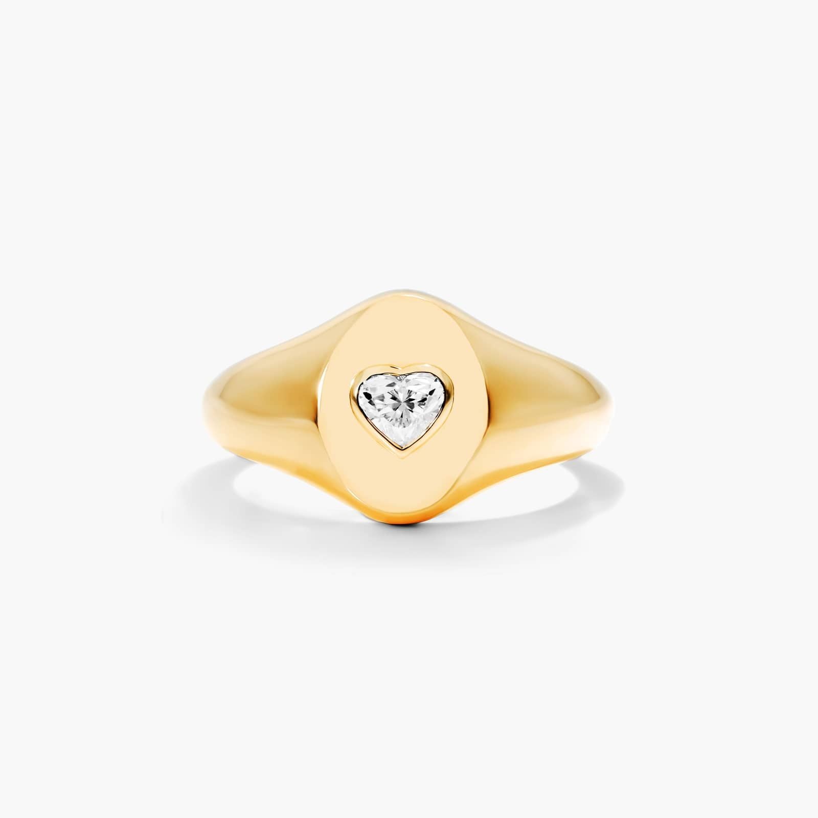 Anel Sinete c/ Coraçao de Diamante Brilhantes em Ouro 18k Luxo | New | Anéis, diamante, yellow | AUREA FINE JEWELRY