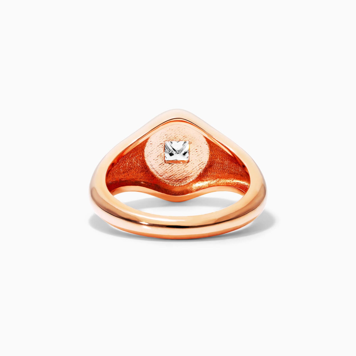 Anel Sinete De Ouro Rosa 18k C/ Diamante Quadrado