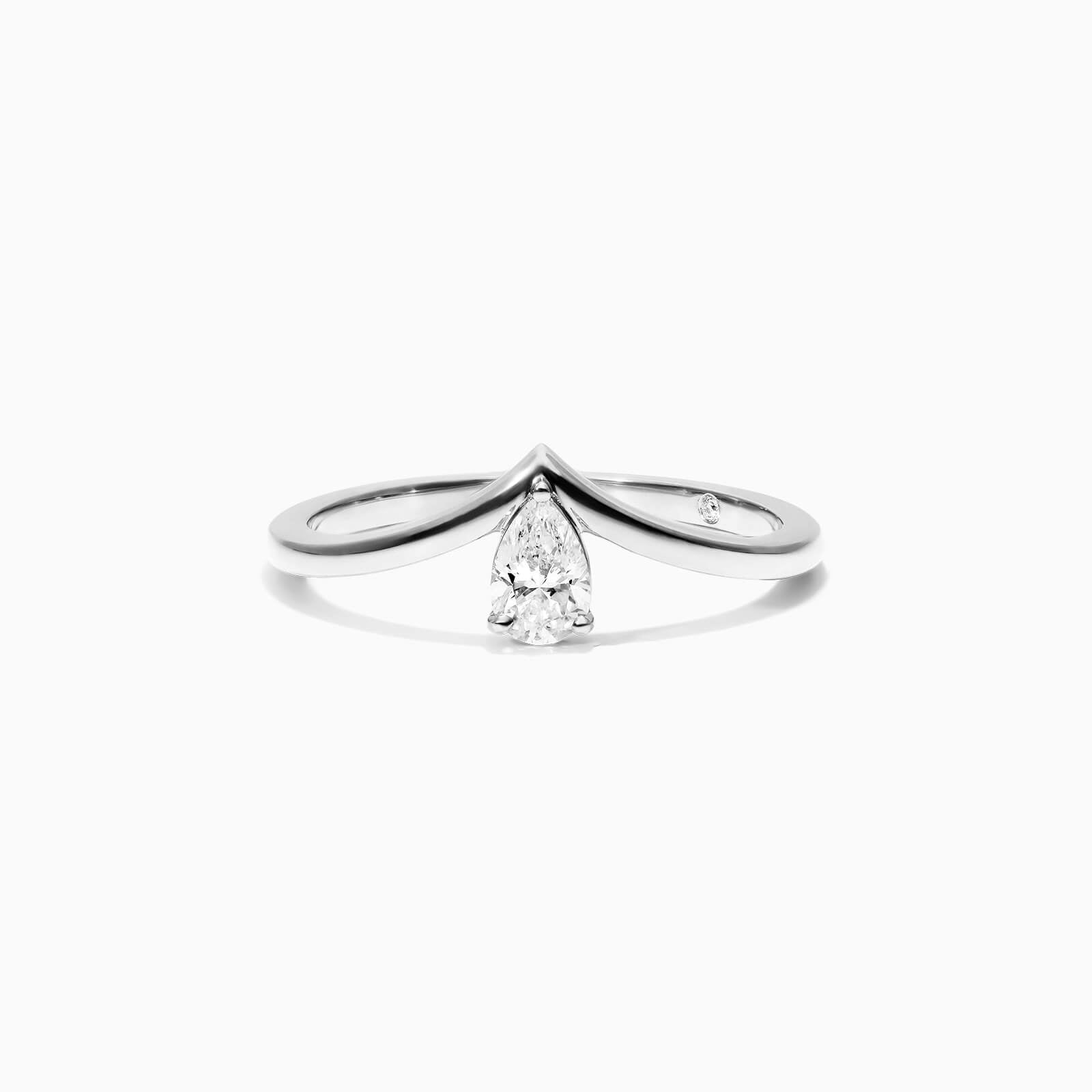 Anel De Ouro Branco 18k Em V de Luxo Diamante Solitario