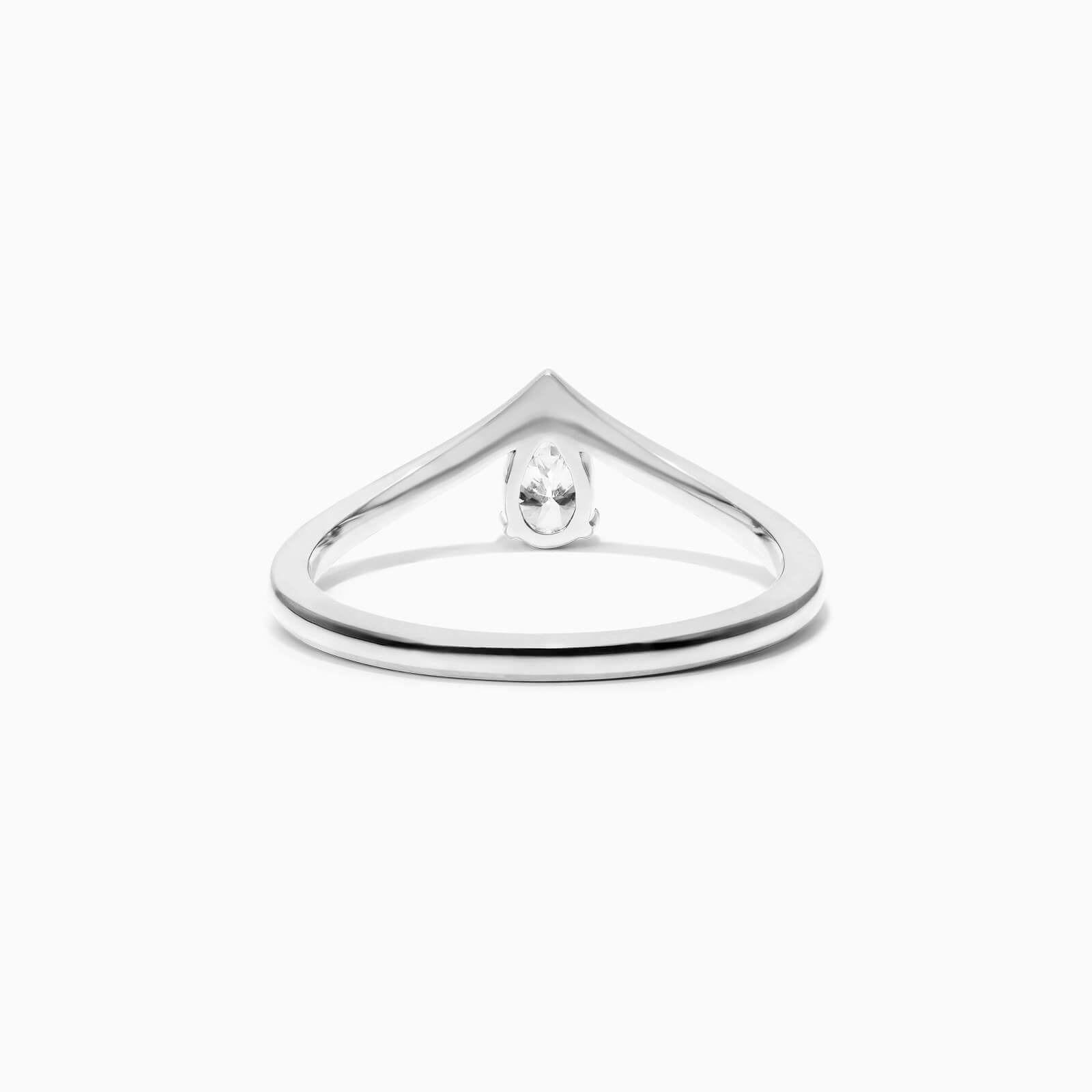 Anel De Ouro Branco 18k Em V de Luxo Diamante Solitario