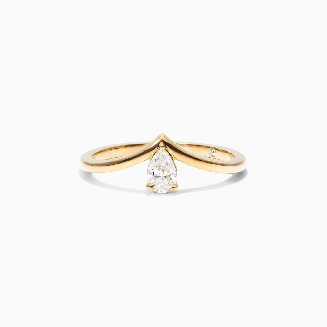 Anel De Ouro Amarelo 18k Em V de Luxo Diamante Solitario