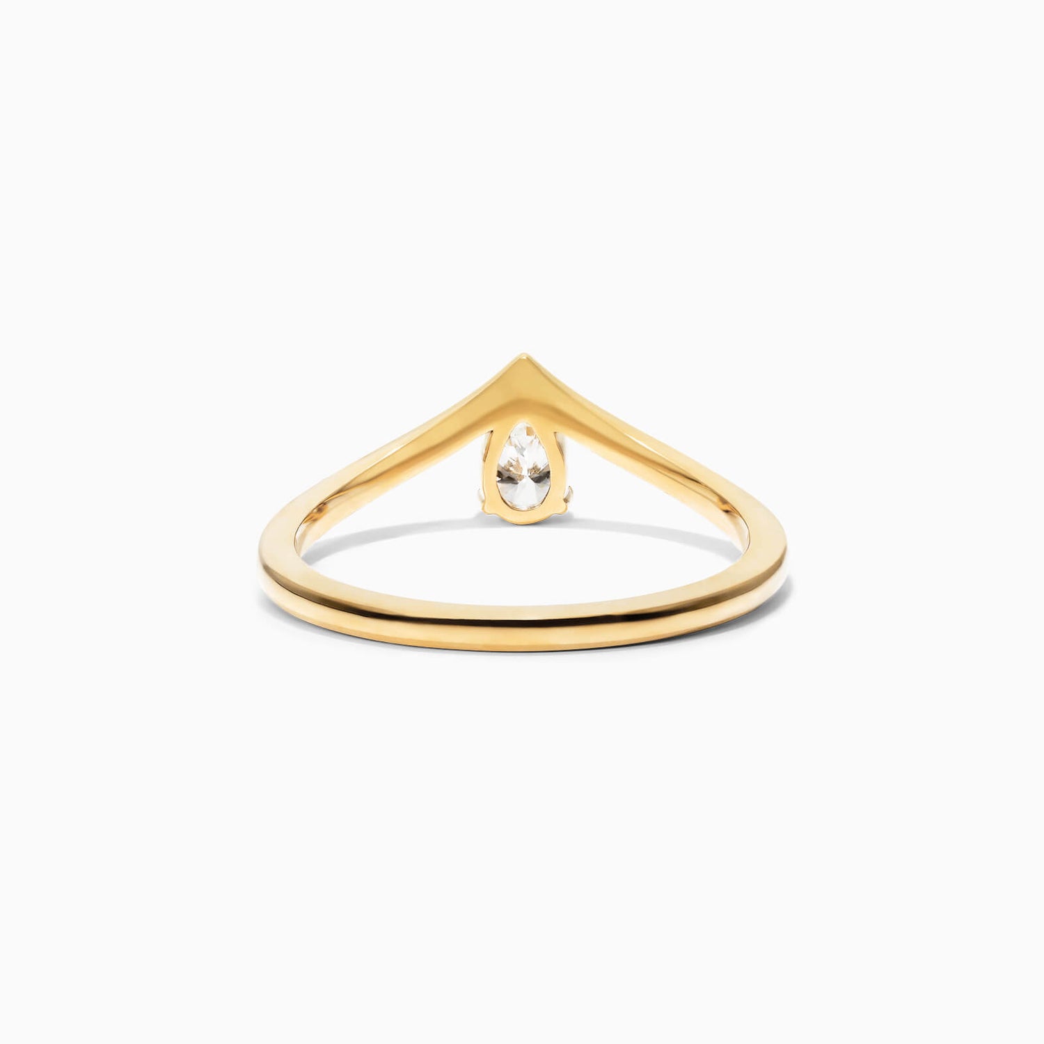 Anel De Ouro Amarelo 18k Em V de Luxo Diamante Solitario