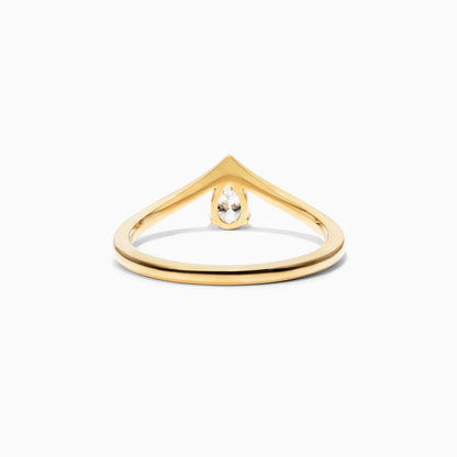 Anel De Ouro Amarelo 18k Em V de Luxo Diamante Solitario